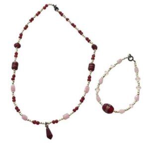 NEW Honora Collection Pink & Burgundy Pearl Necklace & Bracelet Set